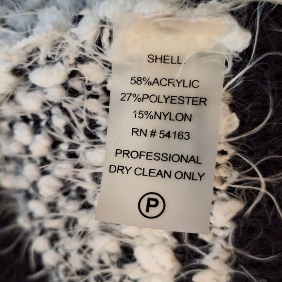 Calvin Klein Sweater Dress Eyelash Chunky Knit Sheath Black White Cowl Neck Sz S - Picture 12 of 12